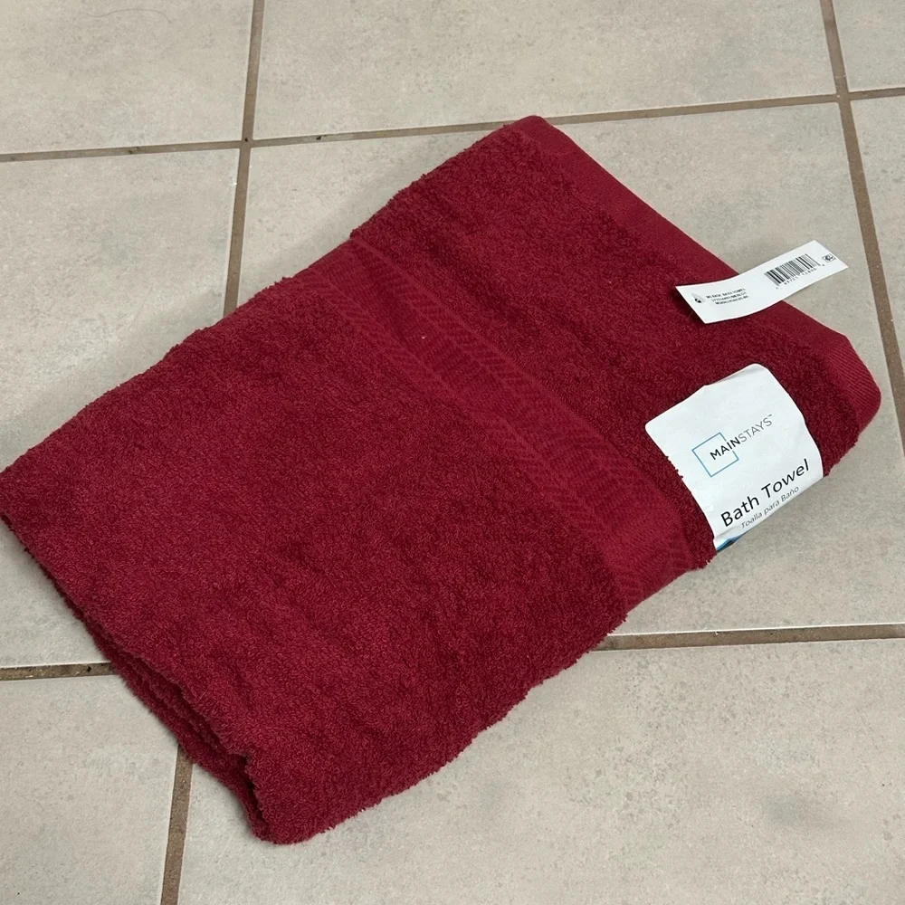 Mainstays‎ Red 2 Bath Towels cotton rich